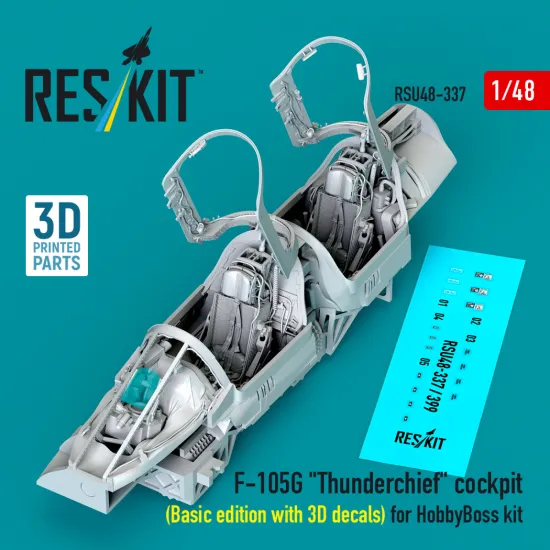 Reskit Rsu48-0337 1/48 F-105g Thunderchief Cockpit Basic Edition With 3d Decals For Hobbyboss