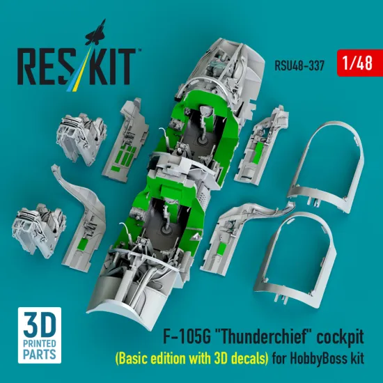 Reskit Rsu48-0337 1/48 F-105g Thunderchief Cockpit Basic Edition With 3d Decals For Hobbyboss
