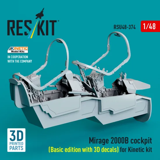Reskit Rsu48-0374 1/48 Mirage 2000b Cockpit Basic Edition With 3d Decals For Kinetic