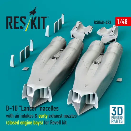 Reskit Rsu48-0423 1/48 B-1b Lancer Nacelles With Air Intakes And Early Exhaust Nozzles Closed Engine Bays For Revell Kit
