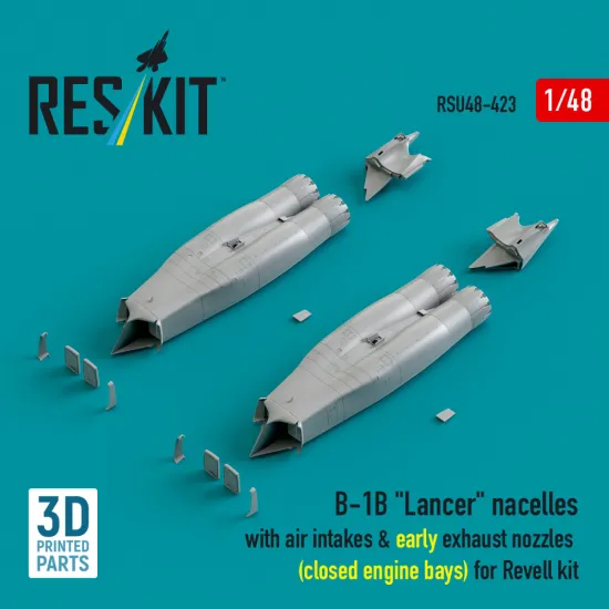 Reskit Rsu48-0423 1/48 B-1b Lancer Nacelles With Air Intakes And Early Exhaust Nozzles Closed Engine Bays For Revell Kit