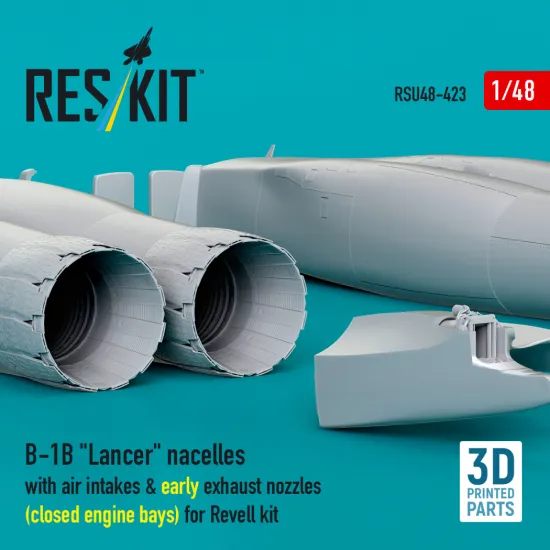 Reskit Rsu48-0423 1/48 B-1b Lancer Nacelles With Air Intakes And Early Exhaust Nozzles Closed Engine Bays For Revell Kit