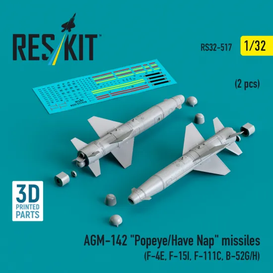 Reskit Rs32-0517 1/32 Agm-142 Popeye/Have Nap Missiles 2 Pcs 3d Printed Resin Kit
