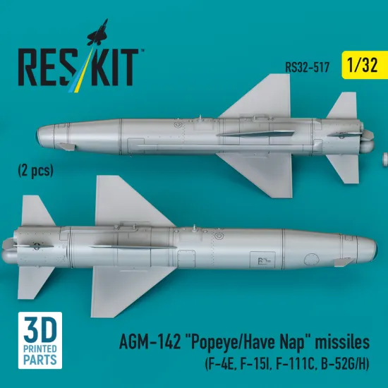 Reskit Rs32-0517 1/32 Agm-142 Popeye/Have Nap Missiles 2 Pcs 3d Printed Resin Kit