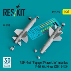 Reskit Rs32-0518 1/32 Agm-142 Popeye 2/Have Lite Missiles 2 Pcs 3d Printed Kit
