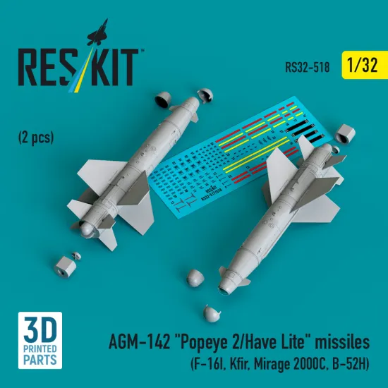 Reskit Rs32-0518 1/32 Agm-142 Popeye 2/Have Lite Missiles 2 Pcs 3d Printed Kit
