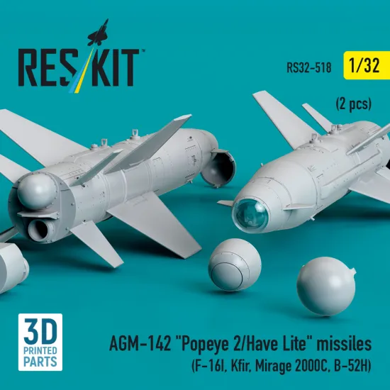 Reskit Rs32-0518 1/32 Agm-142 Popeye 2/Have Lite Missiles 2 Pcs 3d Printed Kit