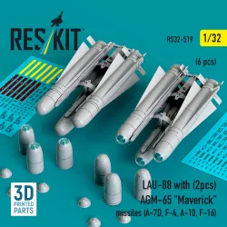 Reskit Rs32-0519 1/32 Lau-88 With 2 Pcs Agm-65 Maverick Missiles 6 Pcs