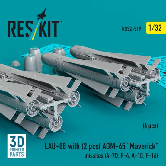 Reskit Rs32-0519 1/32 Lau-88 With 2 Pcs Agm-65 Maverick Missiles 6 Pcs