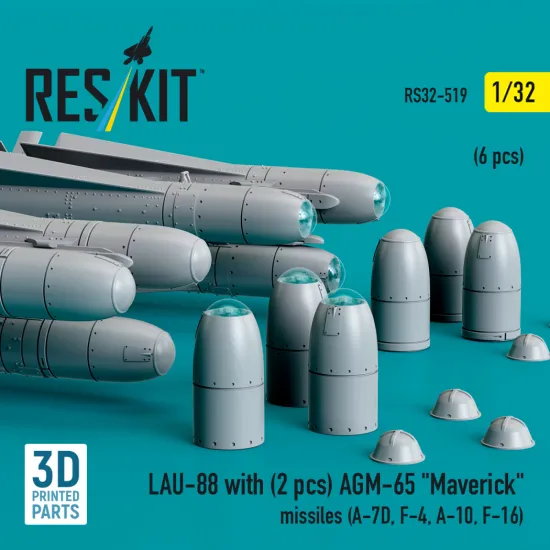 Reskit Rs32-0519 1/32 Lau-88 With 2 Pcs Agm-65 Maverick Missiles 6 Pcs