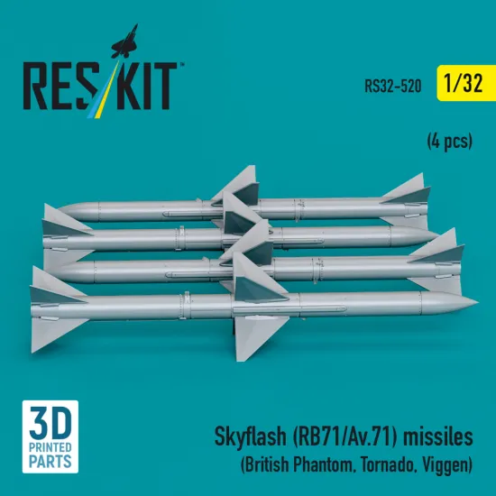 Reskit Rs32-0520 1/32 Skyflash Rb71/Av.71 Missiles 4 Pcs Resin Kit