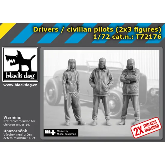 Black Dog T72176 1/72 Drivers / Civilian Pilots 2x3 Figures