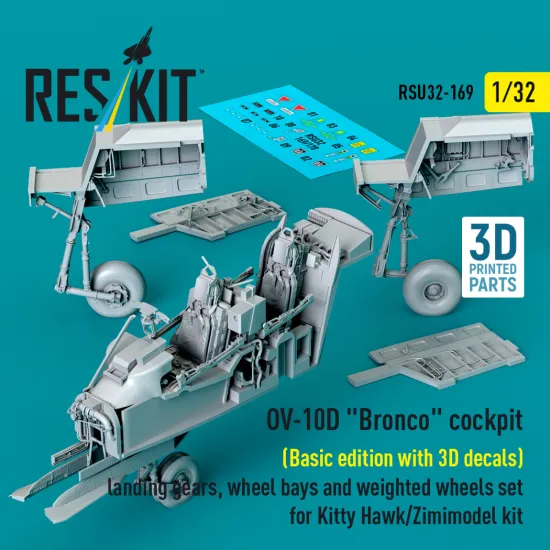 Reskit Rsu32-0169 1/32 Ov-10d Bronco Cockpit Basic Edition With 3d Decals Landing Gears, Wheel Bays And Weighted Wheels Set For Kitty Hawk/Zimimodel Kit