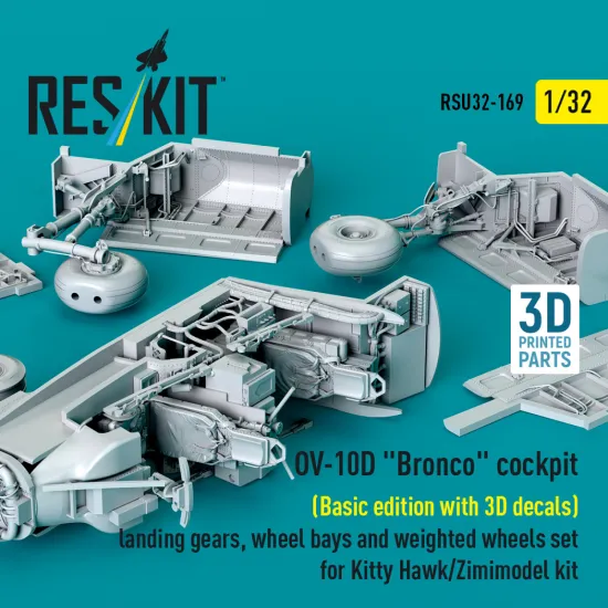 Reskit Rsu32-0169 1/32 Ov-10d Bronco Cockpit Basic Edition With 3d Decals Landing Gears, Wheel Bays And Weighted Wheels Set For Kitty Hawk/Zimimodel Kit