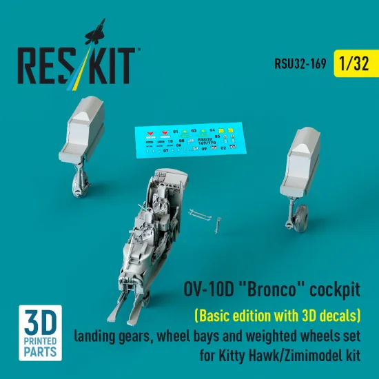 Reskit Rsu32-0169 1/32 Ov-10d Bronco Cockpit Basic Edition With 3d Decals Landing Gears, Wheel Bays And Weighted Wheels Set For Kitty Hawk/Zimimodel Kit