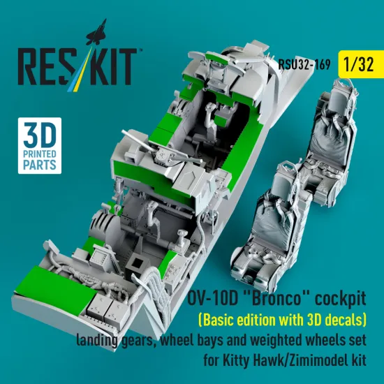 Reskit Rsu32-0169 1/32 Ov-10d Bronco Cockpit Basic Edition With 3d Decals Landing Gears, Wheel Bays And Weighted Wheels Set For Kitty Hawk/Zimimodel Kit
