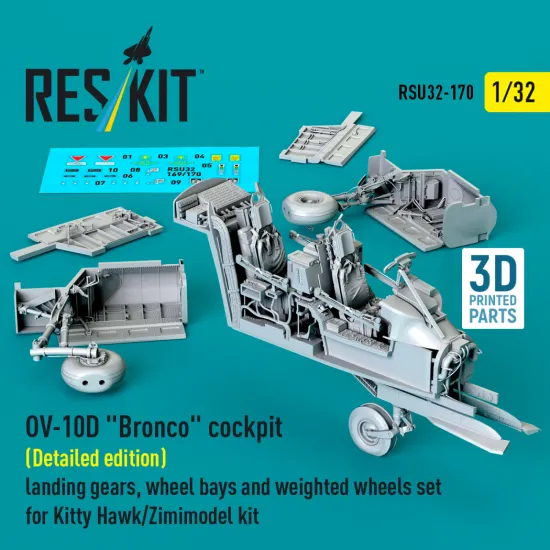 Reskit Rsu32-0170 1/32 Ov-10d Bronco Cockpit Detailed Edition Landing Gears, Wheel Bays And Weighted Wheels Set For Kitty Hawk/Zimimodel Kit