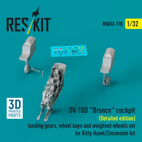 Reskit Rsu32-0170 1/32 Ov-10d Bronco Cockpit Detailed Edition Landing Gears, Wheel Bays And Weighted Wheels Set For Kitty Hawk/Zimimodel Kit