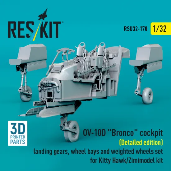 Reskit Rsu32-0170 1/32 Ov-10d Bronco Cockpit Detailed Edition Landing Gears, Wheel Bays And Weighted Wheels Set For Kitty Hawk/Zimimodel Kit