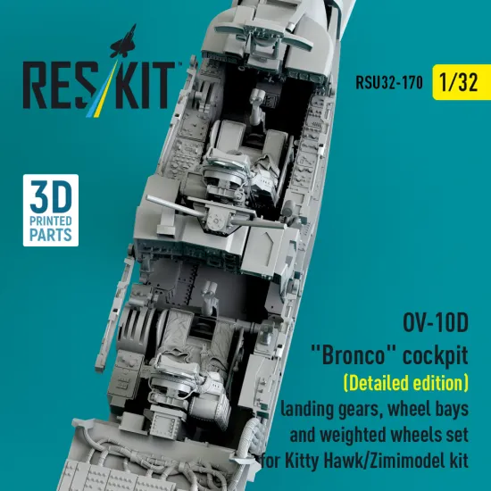 Reskit Rsu32-0170 1/32 Ov-10d Bronco Cockpit Detailed Edition Landing Gears, Wheel Bays And Weighted Wheels Set For Kitty Hawk/Zimimodel Kit
