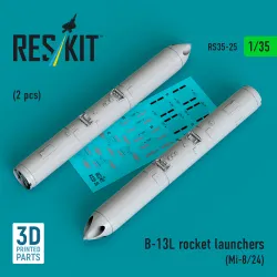 Reskit Rsk35-0025 1/35 B-13l Rocket Launchers 2 Pcs Mi-8/24 3d Printed Resin Kit