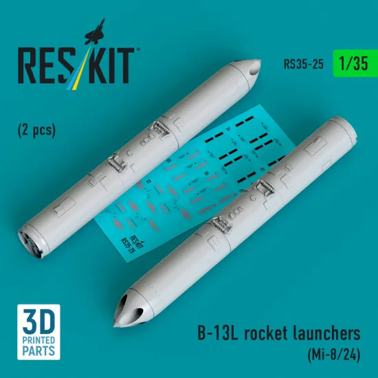 Reskit Rsk35-0025 1/35 B-13l Rocket Launchers 2 Pcs Mi-8/24 3d Printed Resin Kit