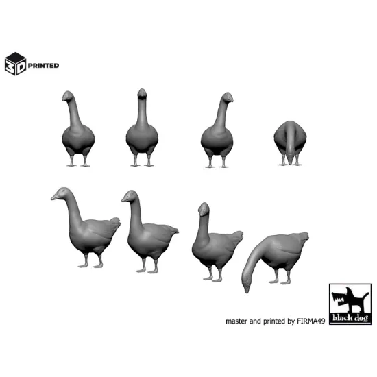 Black Dog 3d35029 1/35 Geese 4pcs 3d Printed