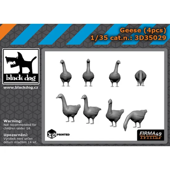Black Dog 3d35029 1/35 Geese 4pcs 3d Printed