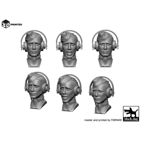 Black Dog 3d35030 1/35 Heads With M40 Field Cap 8pcs 3d Printed