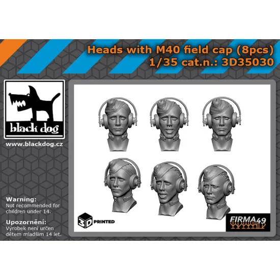 Black Dog 3d35030 1/35 Heads With M40 Field Cap 8pcs 3d Printed