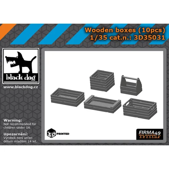 Black Dog 3d35031 1/35 Wooden Boxes 10pcs 3d Printed
