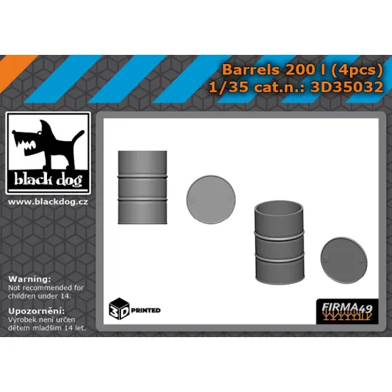 Black Dog 3d35032 1/35 Barrels 200 L 4pcs 3d Printed