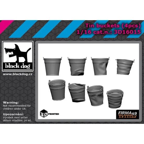 Black Dog 3d16015 1/16 Tin Buckets 4pcs 3d Printed