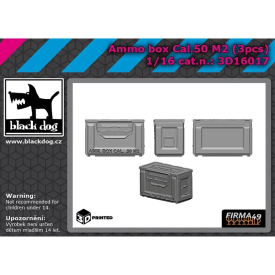 Black Dog 3d16017 1/16 Ammo Box Cal 50 M2 3pcs 3d Printed Black Dog 3d16017 1/16 Ammo Box Cal 50 M2 3pcs 3d Printed