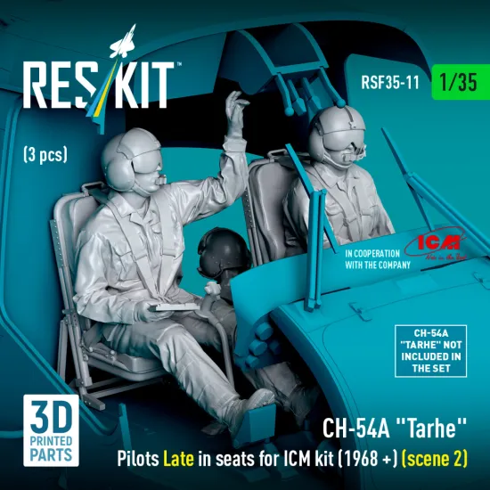 Reskit Rsf35-0011 1/35 Ch-54a Tarhe Pilots Late In Seats For Icm Kit 1968 Scene 2 3 Pcs