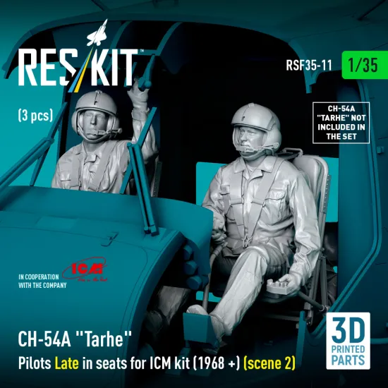 Reskit Rsf35-0011 1/35 Ch-54a Tarhe Pilots Late In Seats For Icm Kit 1968 Scene 2 3 Pcs