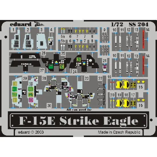 Photoetched set F-15 Strike Eagle Color, for Hasegawa kit 1/72 Eduard SS204