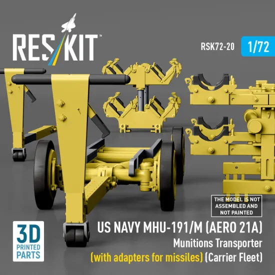 Reskit Rsk72-0020 1/32 Us Navy Mhu-191/M Aero 21a Munitions Transporter With Adapters For Missiles Carrier Fleet