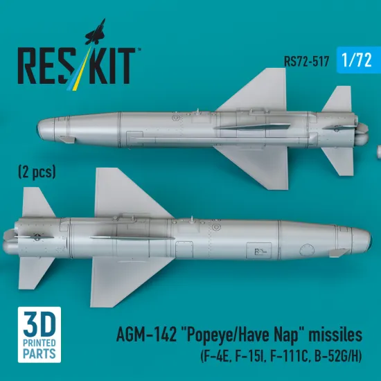 Reskit Rs72-0517 1/72 Agm-142 Popeye/Have Nap Missiles 2pcs Dummy 3d Printed Kit