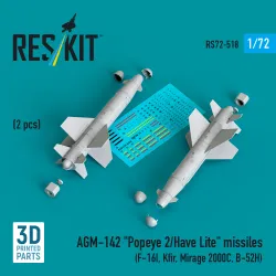Reskit Rs72-0518 1/72 Agm-142 Popeye 2/Have Lite Missiles 2 Pcs Dummy 3d Printed Kit