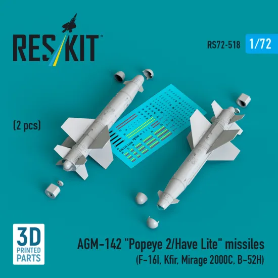 Reskit Rs72-0518 1/72 Agm-142 Popeye 2/Have Lite Missiles 2 Pcs Dummy 3d Printed Kit
