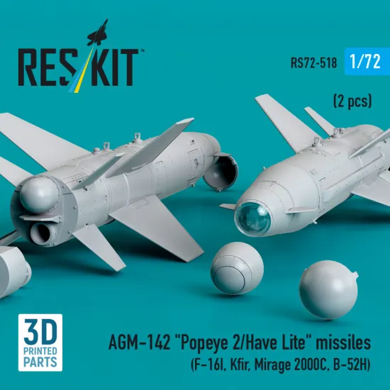 Reskit Rs72-0518 1/72 Agm-142 Popeye 2/Have Lite Missiles 2 Pcs Dummy 3d Printed Kit
