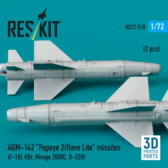 Reskit Rs72-0518 1/72 Agm-142 Popeye 2/Have Lite Missiles 2 Pcs Dummy 3d Printed Kit