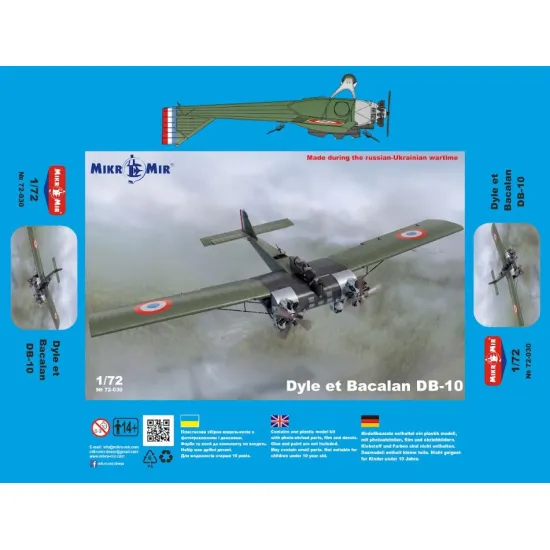 Mikro Mir 72-030 1/72 Dyle Et Bacalan Db-10 Plastic Model Kit Mikro Mir 72-030 1/72 Dyle Et Bacalan Db-10 Plastic Model Kit