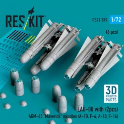 Reskit Rs72-0519 1/72 Lau-88 With 2 Pcs Agm-65 Maverick Missiles 6 Pcs Dummy 3d Printed