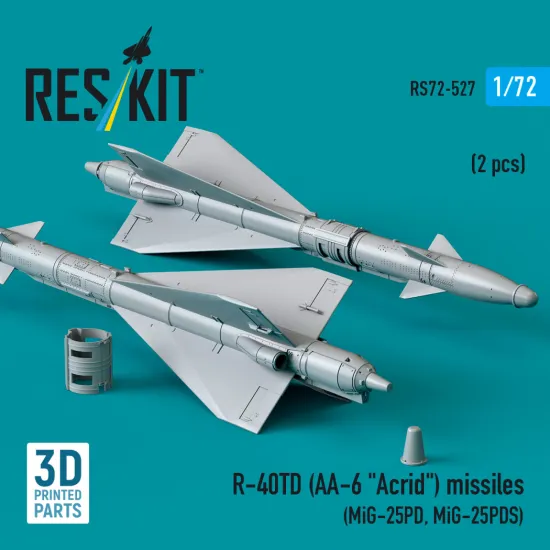 Reskit Rs72-0527 1/72 R-40td Aa-6 Acrid Missiles 2 Pcs Dummy 3d Printed Kit