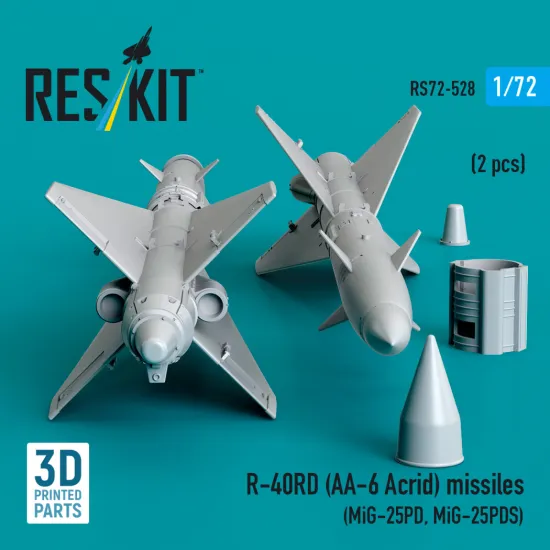 Reskit Rs72-0528 1/72 R-40rd Aa-6 Acrid Missiles 2 Pcs Dummy 3d Printed Kit