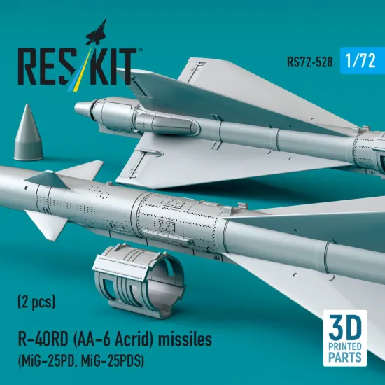 Reskit Rs72-0528 1/72 R-40rd Aa-6 Acrid Missiles 2 Pcs Dummy 3d Printed Kit