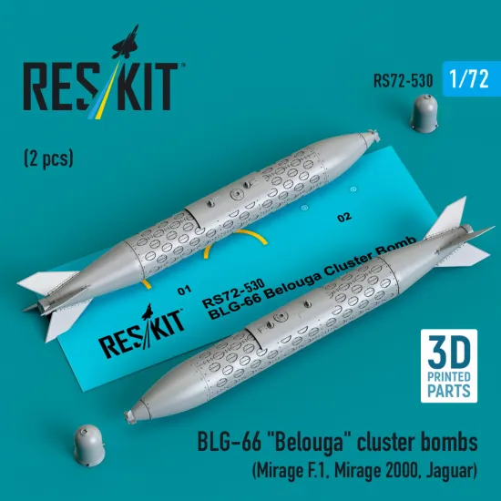 Reskit Rs72-0530 1/72 Blg-66 Belouga Cluster Bombs 2 Pcs Dummy 3d Printed Kit