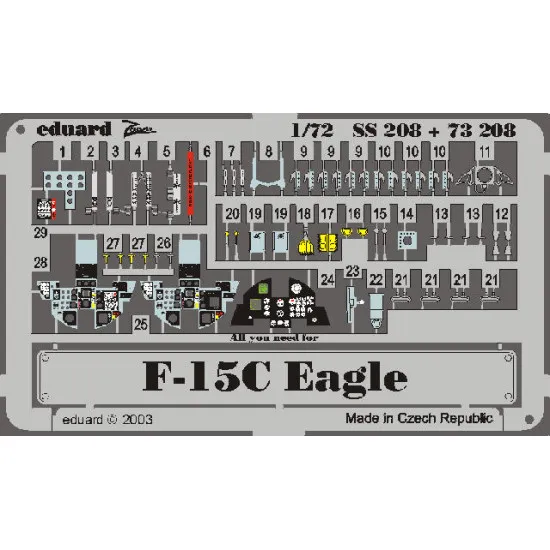 Photoetched set F-15C Eagle Color, for Hasegawa kit 1/72 Eduard SS208